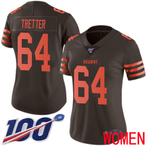 Cleveland Browns JC Tretter Women Brown Limited Jersey #64 NFL Football 100th Season Rush Vapor Untouchable